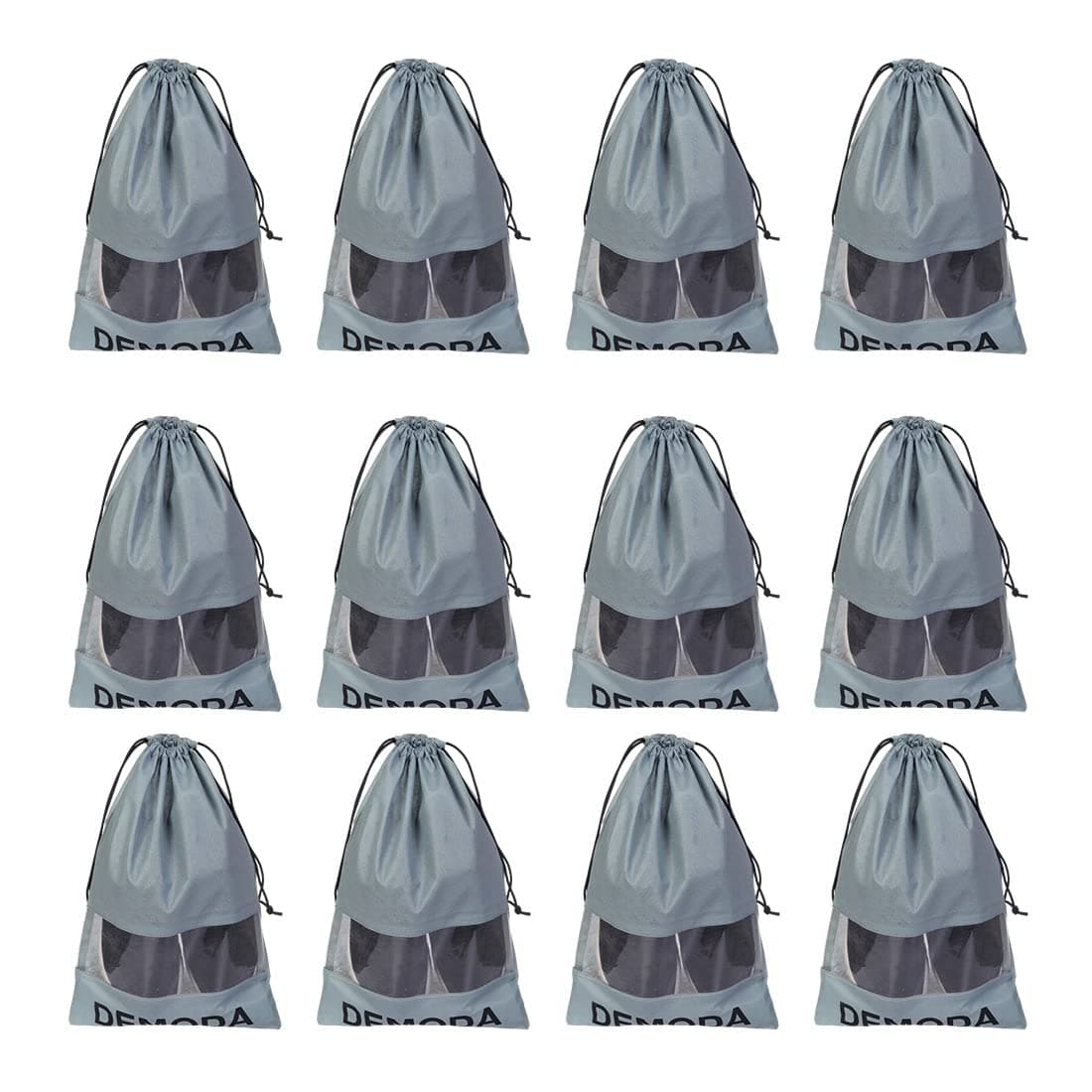 DemodaShoe Bags Covers Multipurpose Bag Drawstring Bag Pouch(Pack of 12) 12x18, Navy Blue,Black, Free size