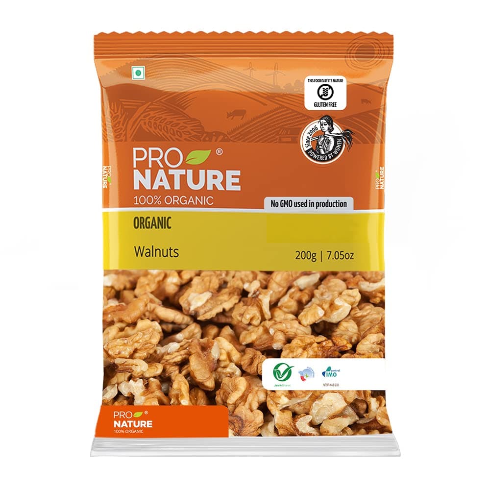 Pro Nature 100% Organic Walnuts, 200g, Whole