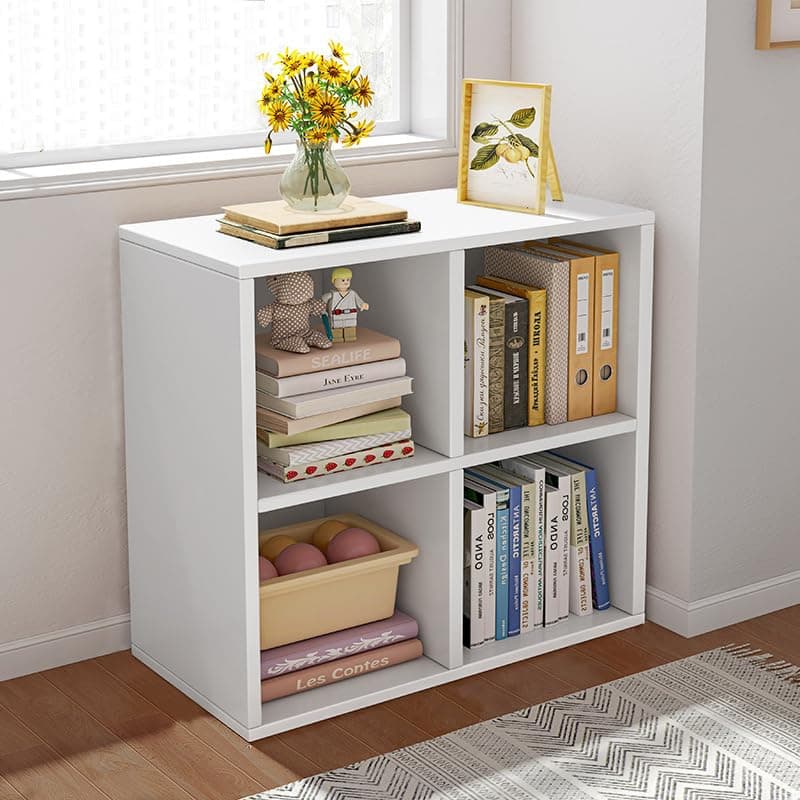 TAME2 Tier Cube Bookcase, 4 Cube Storage Shelf Organizer Bookshelf with Back Panel, Wooden Shelving Display Storage Unit Office Living Room Furniture, Easy Assembly, Wood (4 Cube)