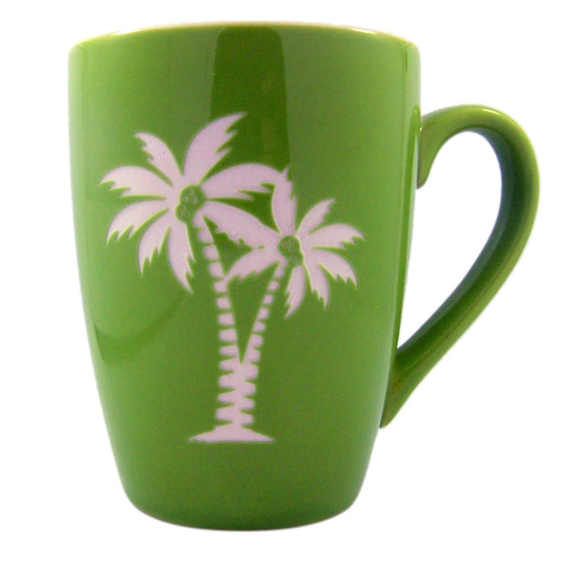 Beach Palm Tree Tall Ceramic Etched Coffee Mug, 16 oz