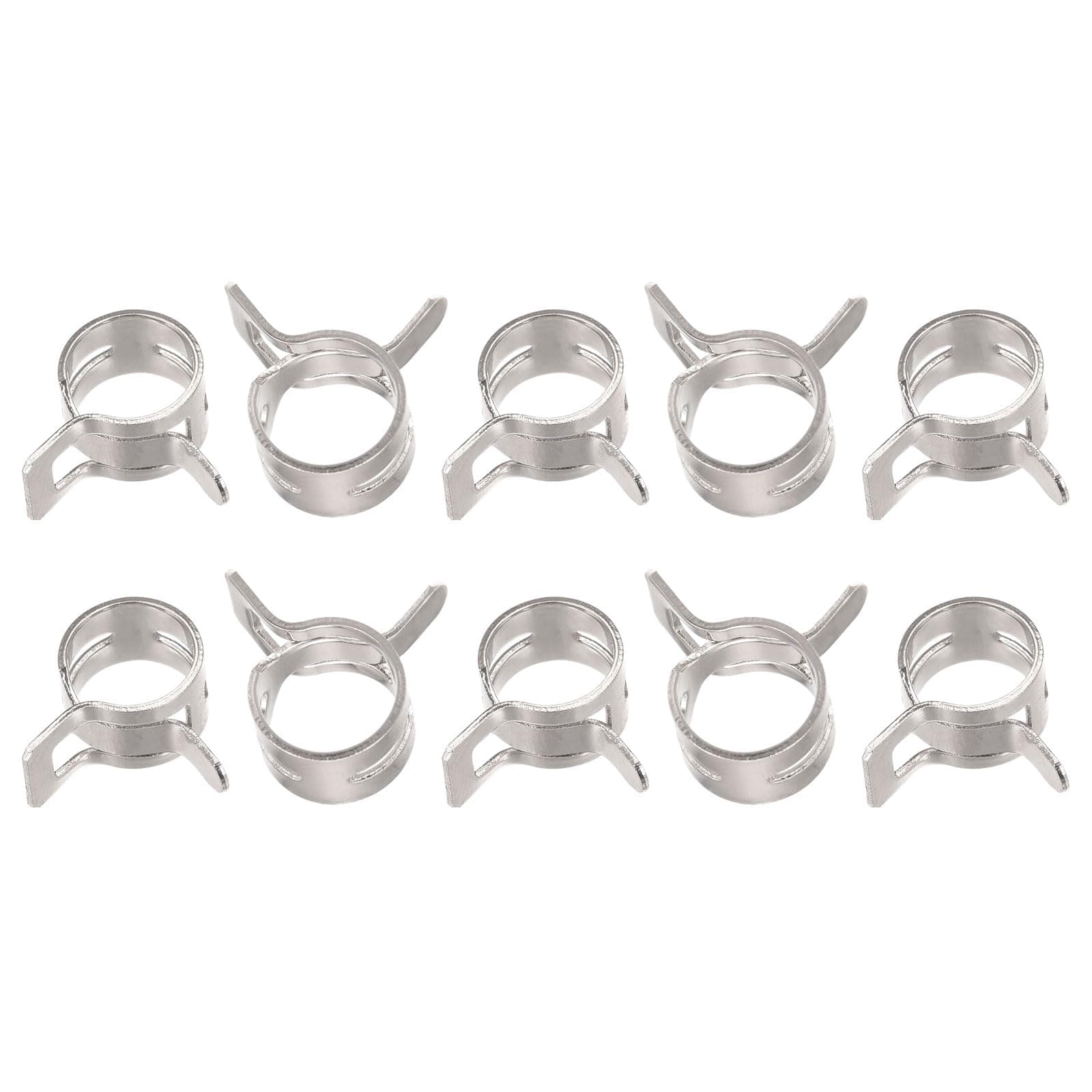 sourcing map 10pcs 8mm Spring Band Type Action Fuel/Silicone Vacuum Hose Pipe Clamp Low Pressure Air Clip Clamp, Nickel Plated