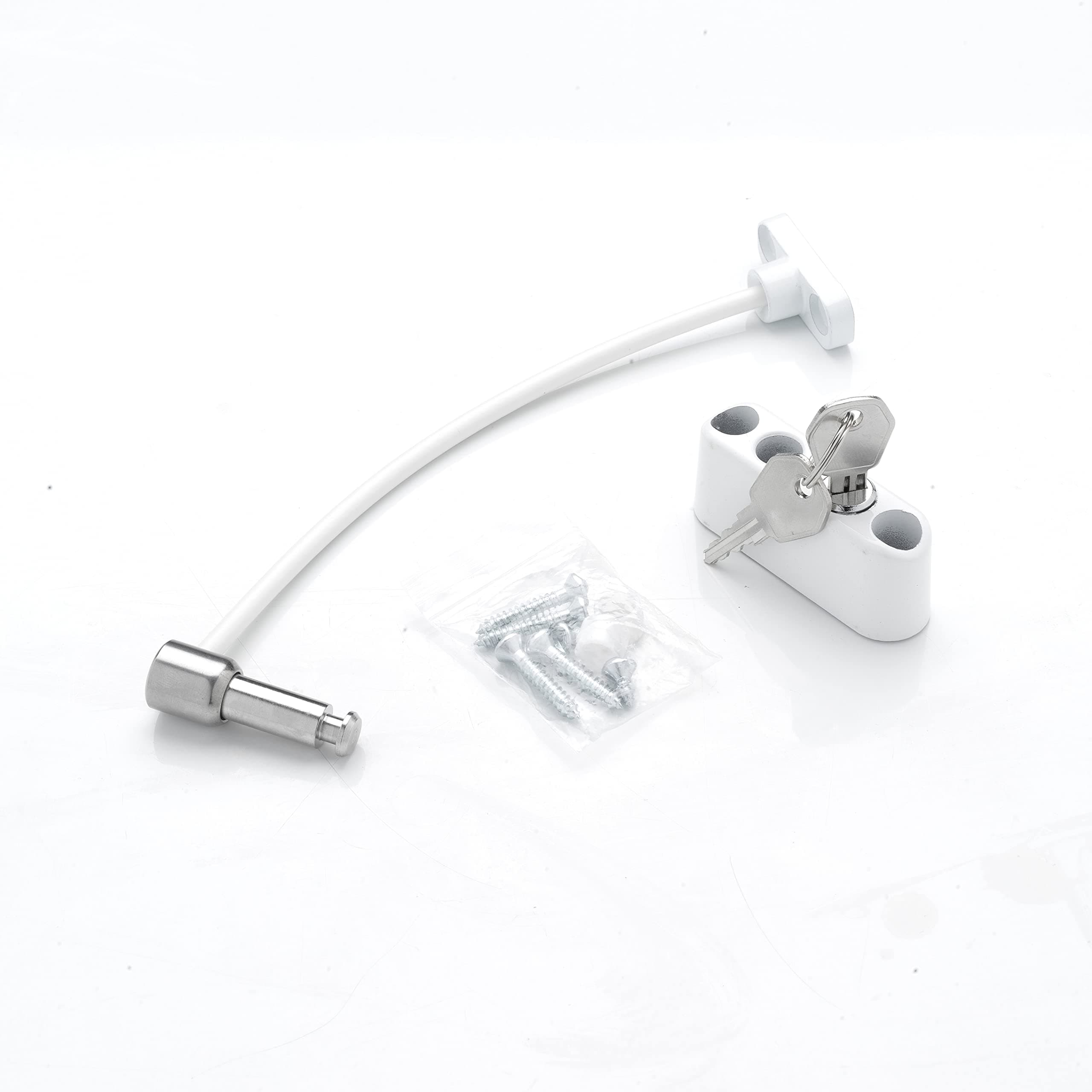 Cardea Pro Lock Child Safety Cable Window Opening Restrictor - uPVC, Wood, Metal Suitable – Stops Children and Pets Falling Out of Windows - White (Two Pack)