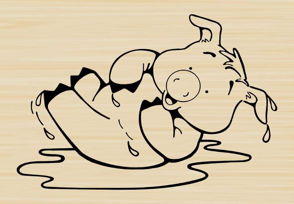 Pig in A Puddle Rubber Stamp by DRS Designs - Made in USA