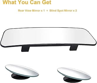 Rear View Mirror, Panoramic Rearview Mirror, Car Interior Clip-On Wide Angle Rear View Mirror to Reduce Blind Spot Effectively for Car SUV Trucks – Convex - (2 Pack Blind Spot Mirror)