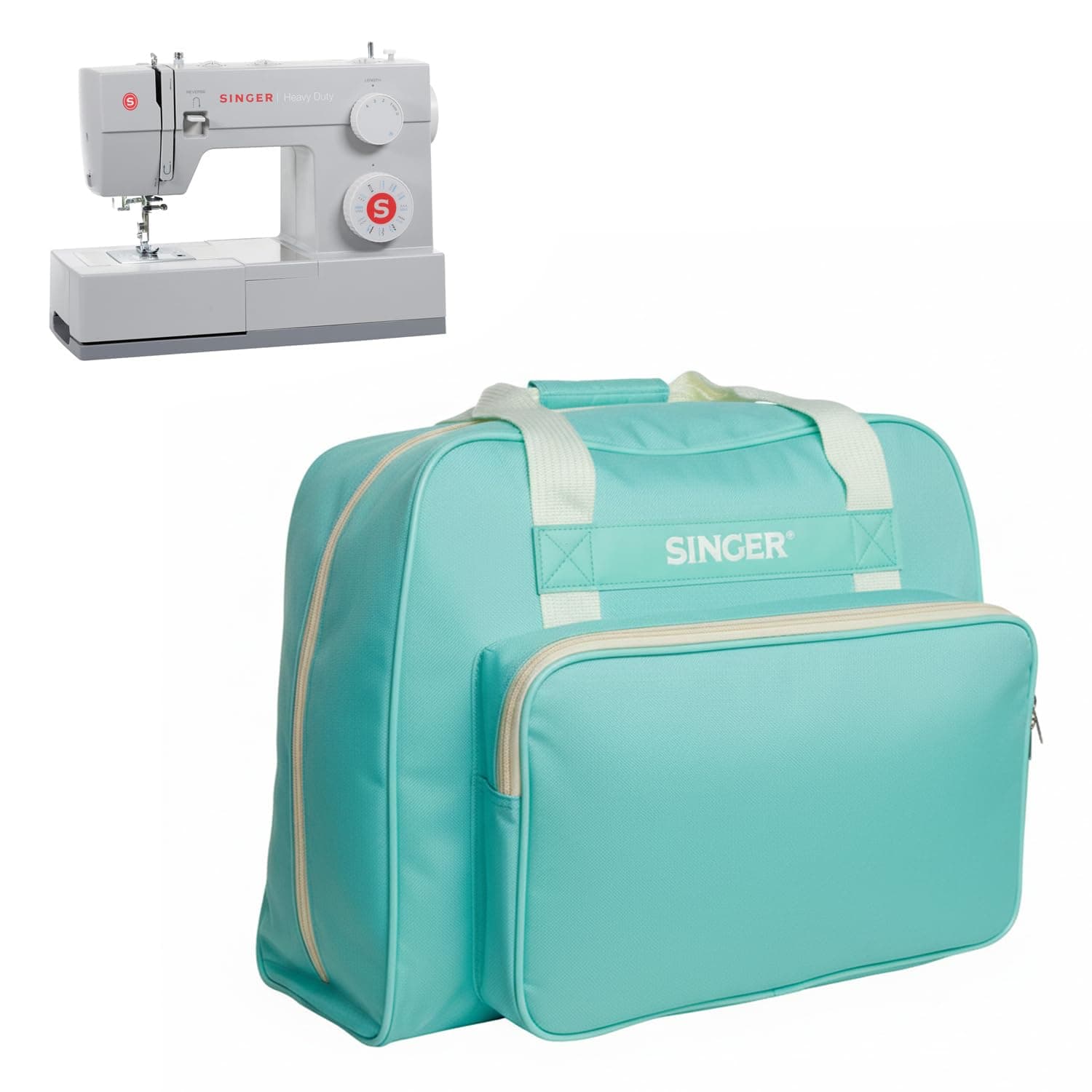 Machine Carrying Case, Teal Color, Spacious Case Fits Most Standard Sewing Machines and Sergers, Fully-Padded Interior, Durable Canvas Exterior, Easy Zip, Large Front Pocket, Easy Transport