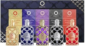 Orientica Luxury Collection Miniature 5-Pc Discovery Set Eau De Parfum - Amber Rouge, Royal Amber, Oud Saffron, Velvet Gold & Royal Bleu - Arabic Perfume for Men & Women - 5 x 7.5ml