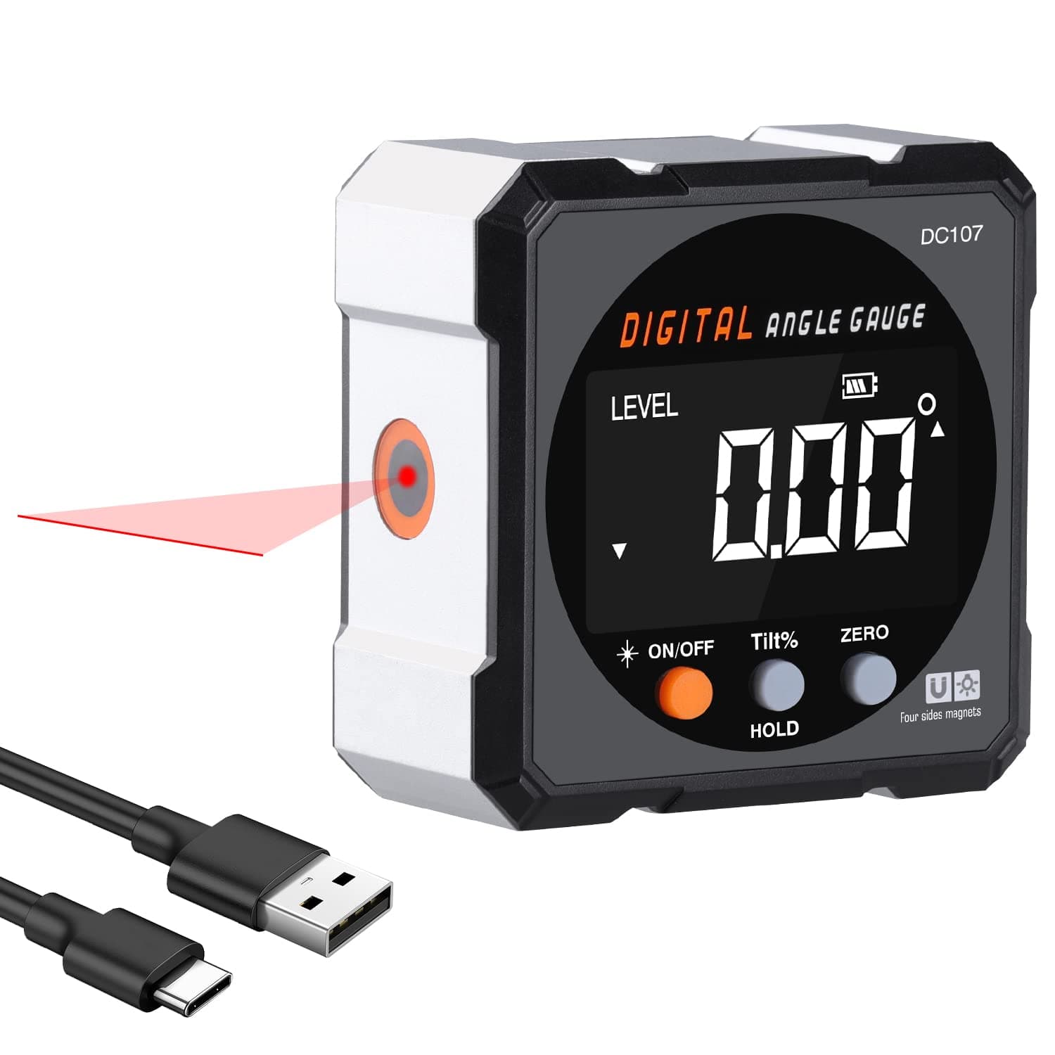 Digital Angle Finder, Magnetic Angle Finder with Laser Level Line Tool, Digital Angle Gauge for Carpentry, Building, Automobile, Home DIY - Digital Inclinometer Level Box for Woodworking Measuring