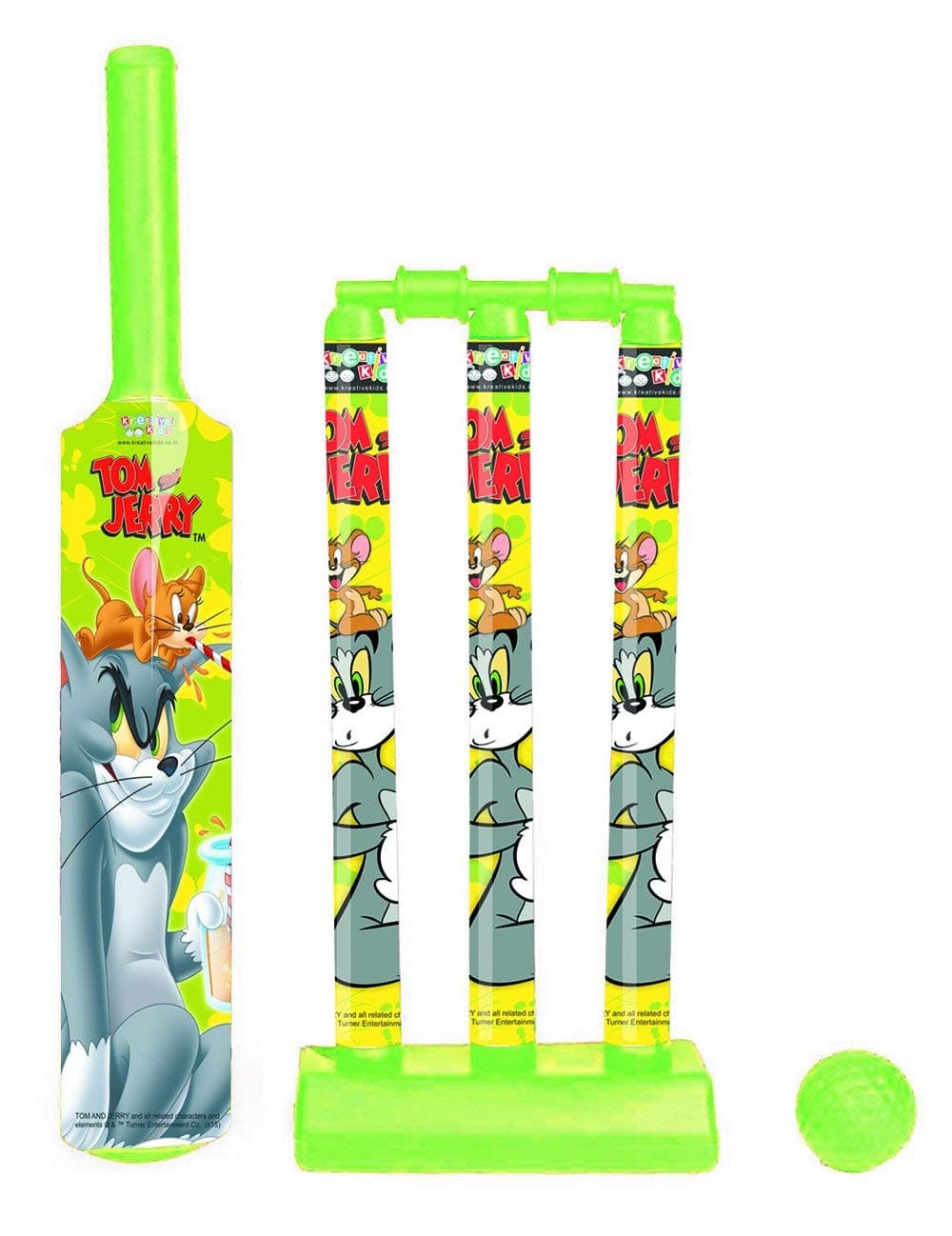 Tom and Jerry Mini Cricket Set with Plastic Bat and Ball,3 Wickets, Base and Bail