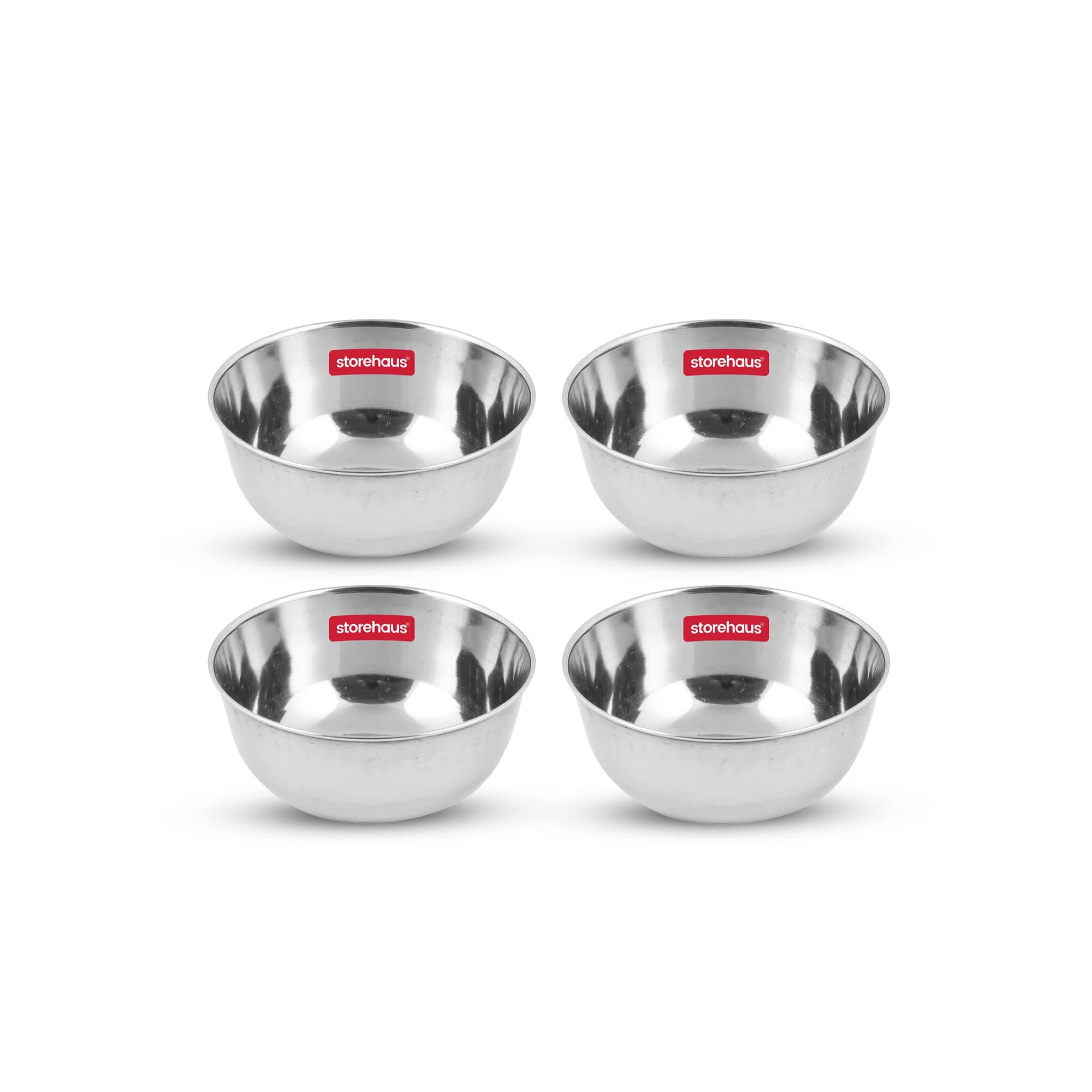 Stainless Steel 4 pc Katoris Kitchenware Set Ideal for Home, Restaurants and Family Use, Silver