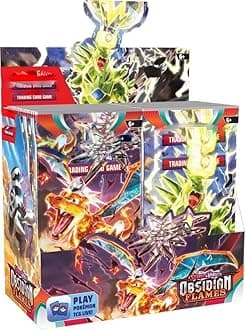 Pokemoon TCG 50-Card Bundle – 5 Packs of 10 Random Cards | Includes Rare, Holo, & Common Carrds | Collectible Trading Board Games (Obsidian Flames 5 Pack 50 Cards)
