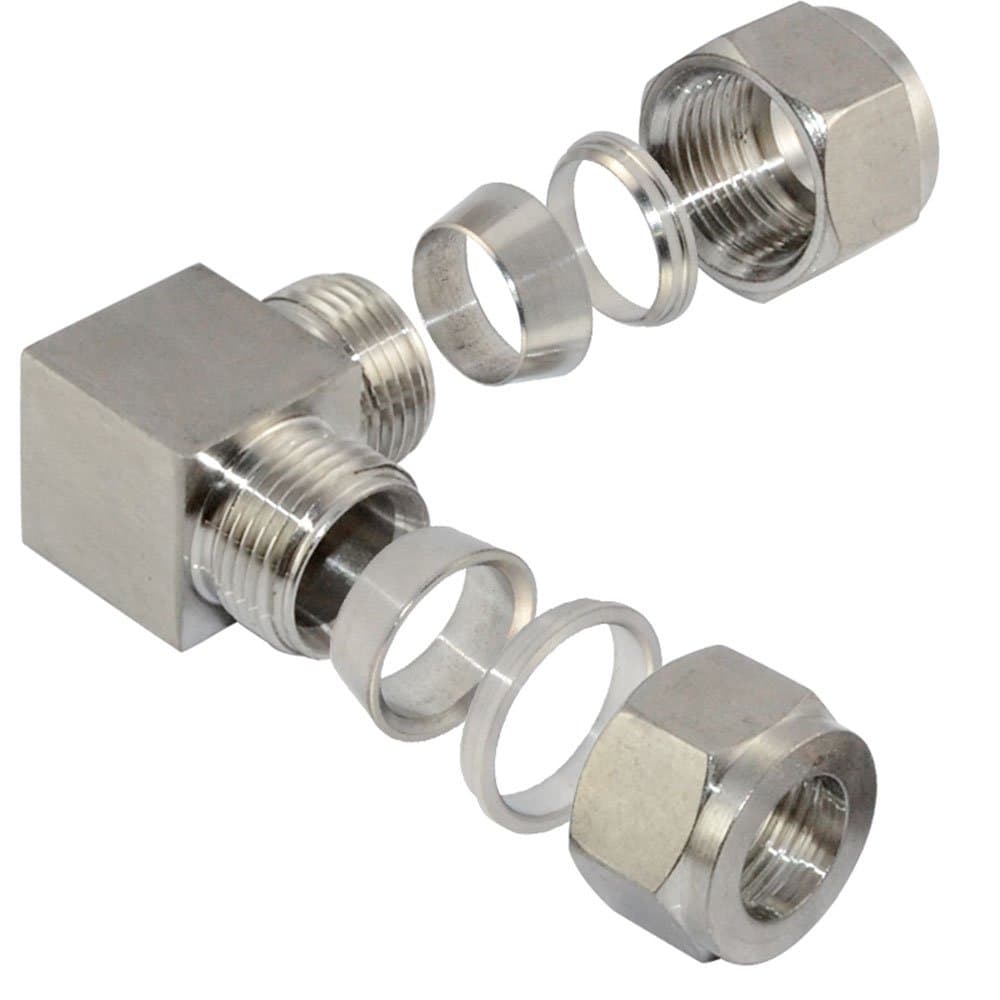 SUPERWHOLE 18mm Compression 90 degree Elbow Pipe Fitting Double Ferrule Connector NEW