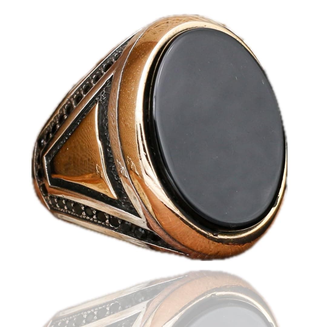 Black Onyx Ring For Men, Men Ring With Stone, Turkish Ring, Silver Ring Onyx, 925 Silver Ring For Men, Gemstone Mens Ring