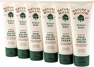 Nature's Willow Willow Balm Natural Pain Relief Cream for Muscles & Joints | Fast-Acting with Willow Bark & Menthol | Free from Artificial Fragrances & Dyes | 6-Pack | 3.5 fl oz