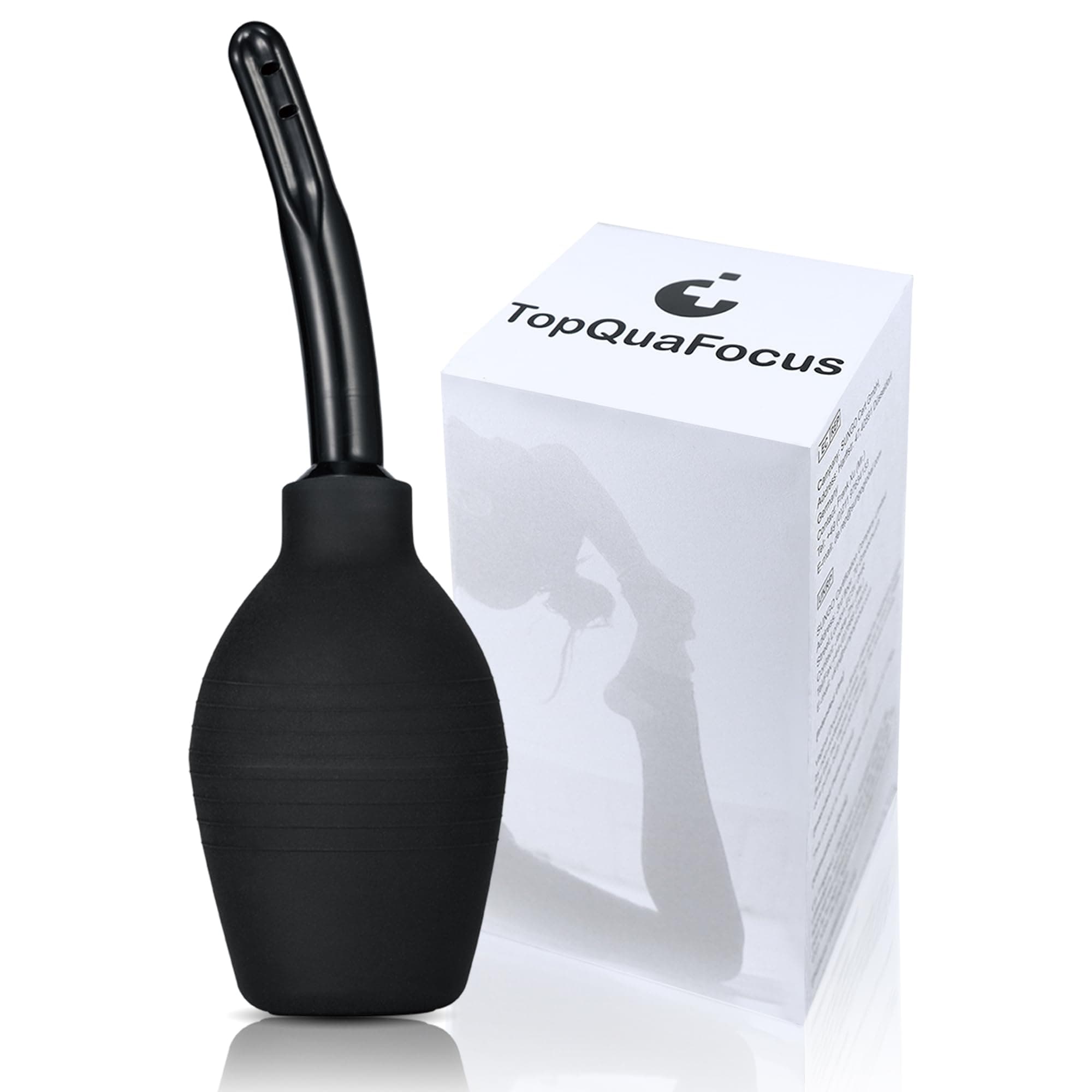 TopQuaFocus 10oz Silicone Enema Bulb Kit for Men Women Colon Cleaning Comfortable Coffee Enemas Shower Head 4.8' Tips (Black)