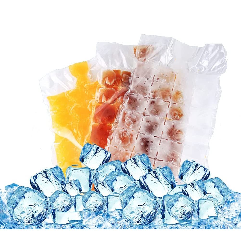 Bettli Disposable ice Cube Bag, Keep Food Fresh Outdoors, Convenient and Healthy, Easy Release, No Spill Ice Cube, Stackable, Compact, Odor Free Ice Cube-100 Pieces