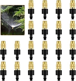 20 Pcs Brass Misting Nozzle, Adjustable Misting Spray Nozzle, 4/7mm Irrigation Nozzle, Sprinkler Heads Atomizing for Lawn Nursery Patio Garden Watering Irrigation System