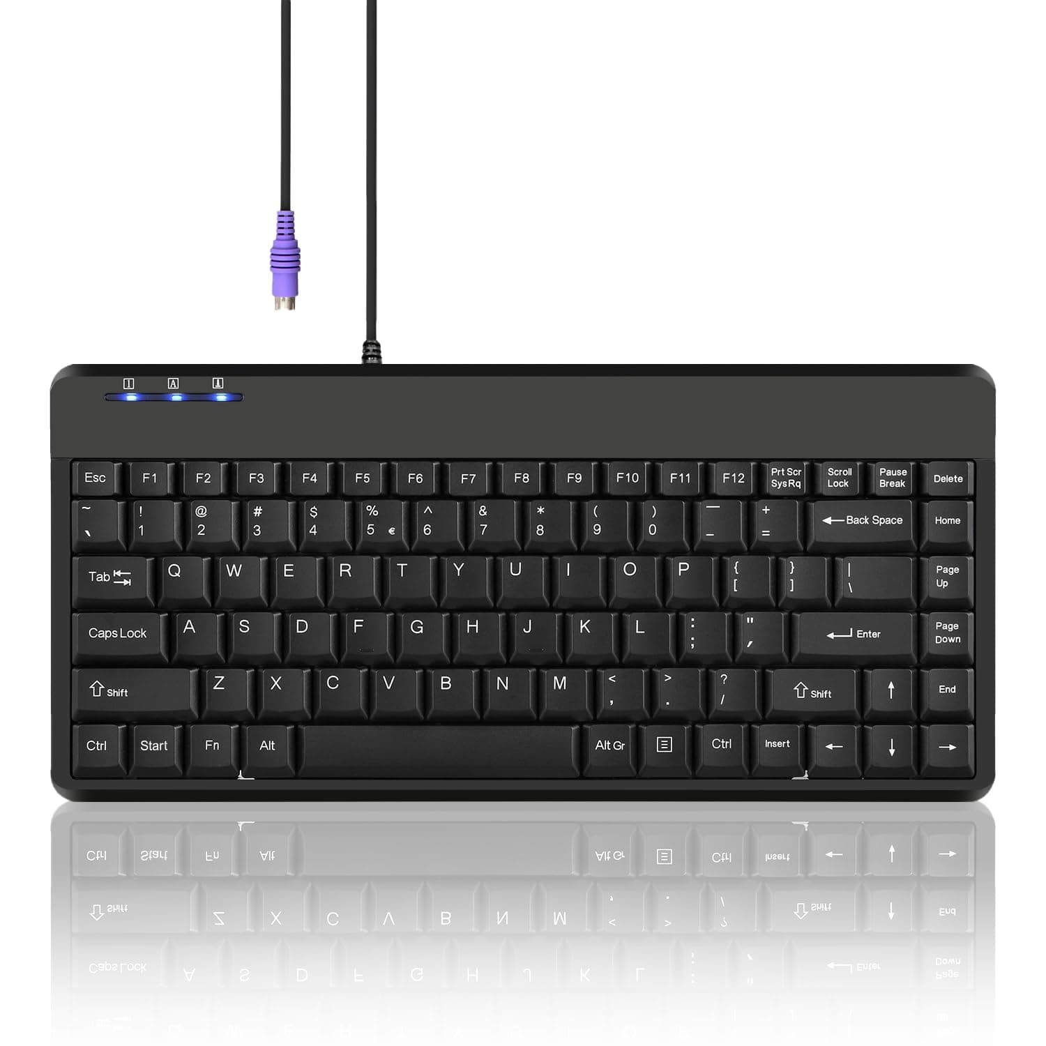 PERIBOARD-409P Wired PS2 Mini Keyboard, Black, US English Layout