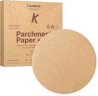 Katbite Parchment Paper Rounds,10 Inch 200Pcs Heavy Duty Round Parchment,Unbleached Parchment Sheets Circles,Will Not Curl or Burn