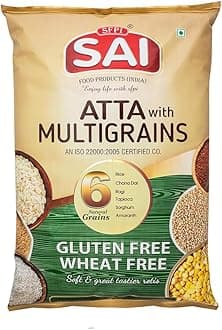 Sai Food Products (India) Gluten-Free Multigrain Atta (5kg)|High-Protein Flour Blend of Rice,Sorghum,Ragi,Amaranth & More|Healthy,Nutritious,& Digestive-Friendly|Ideal For Rotis,Parathas,and More