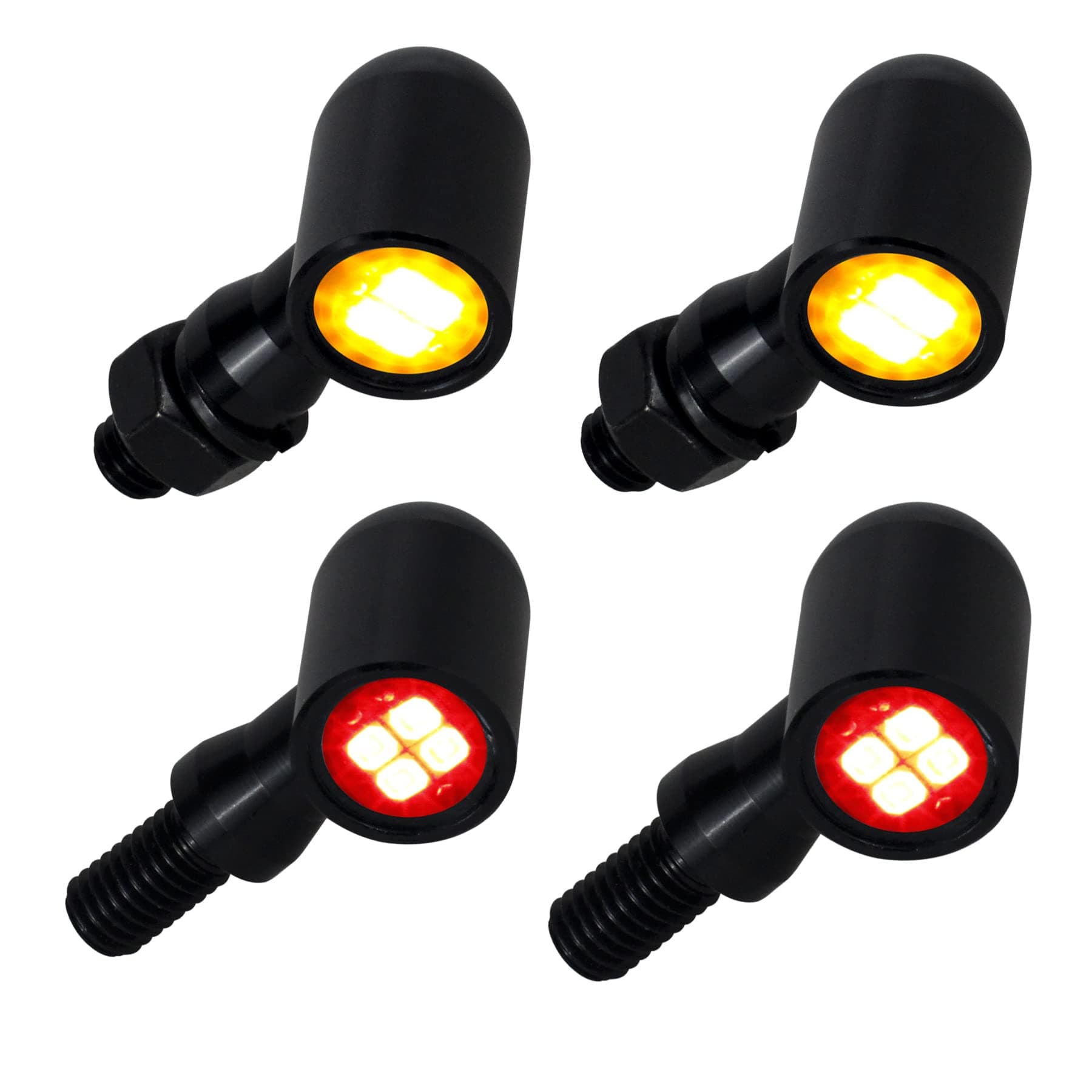 QUASCO Front Rear Motorcycle Turn Signals, Mini Size Led Brake Tail Lights Universal Compatible with Harley Honda Suzuki Triumph Yamaha