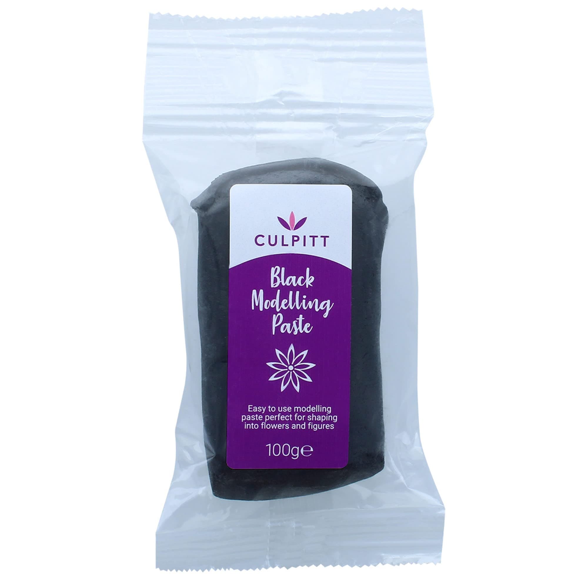 Culpitt Modelling Paste, Black, Sugarpaste, Gumpaste For Cake Decorating, Flowers, Animals, Figures, Models - Sets Hard, 100g