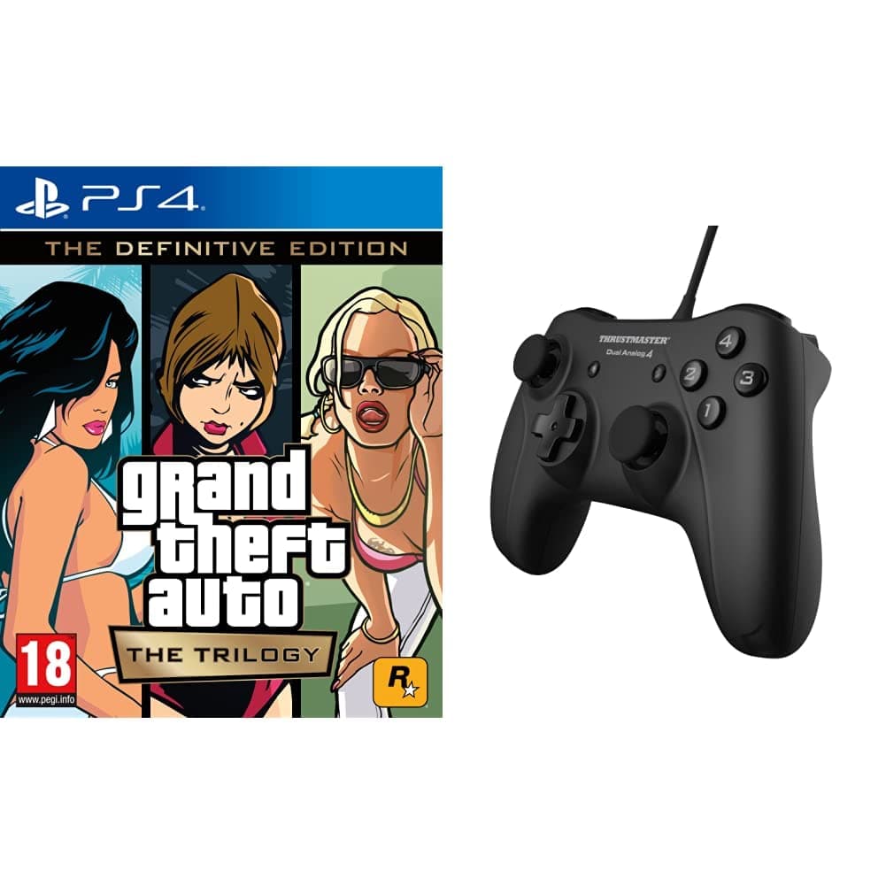 Grand Theft Auto: The Trilogy - The Definitive Edition (PS4)+Thrustmaster Dual Analog 4 | Game Controller/Gamepad | PC