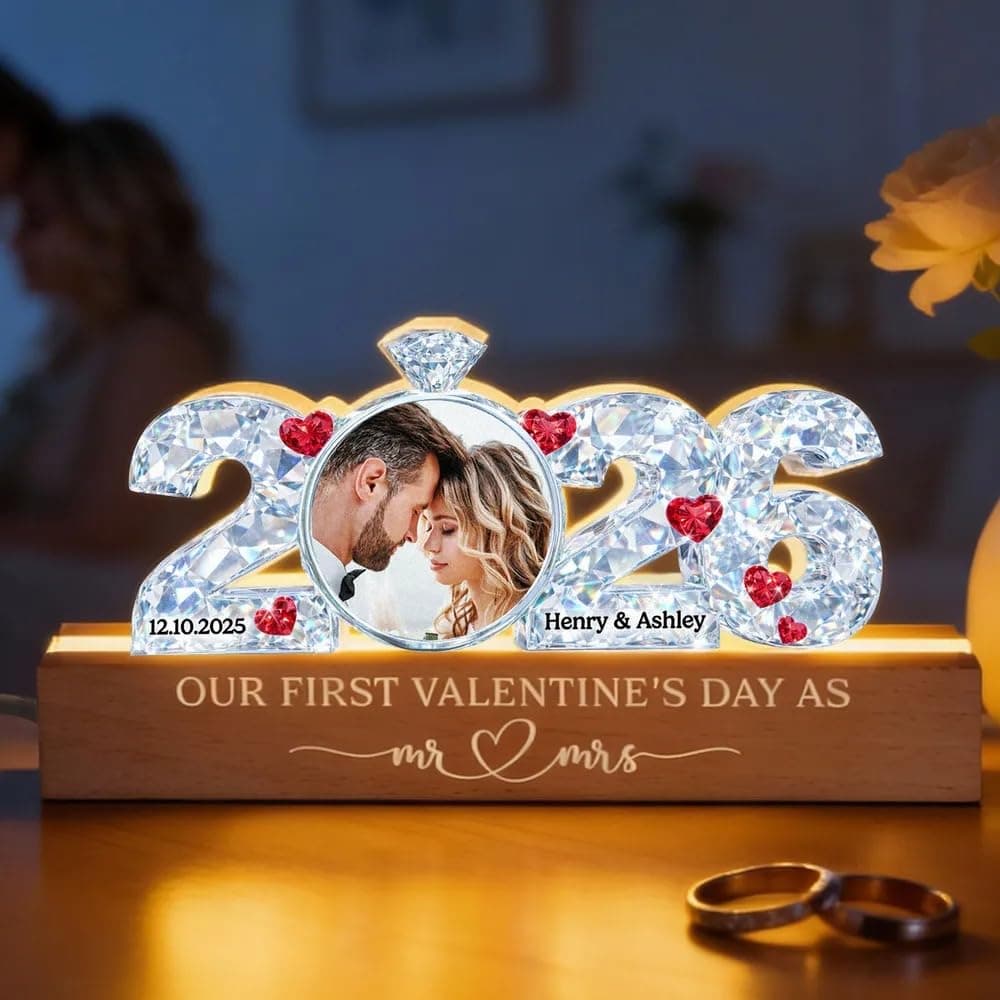 Personalized Acrylic Block LED Night Light, Custom Couple Led Night Light, Couple Love Initial Name and Date Acrylic Lamp, Gift for Couples, Him Her, Dad Mom, Wedding, Valentine’s Day /1