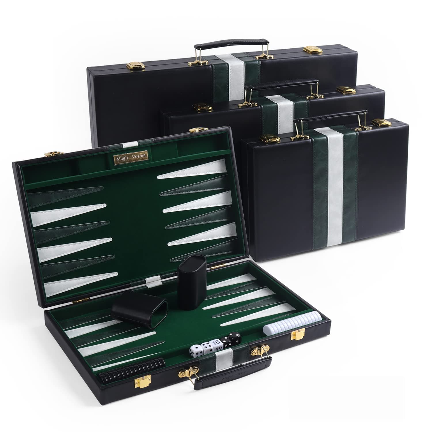 Travel Medium 15 Inch Backgammon Black Sets Classic Board Game with Premium Leather Case, Portable Travels Strategy Backgammon Game Set for Adults, Kids (Black, Medium)