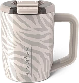 BrüMateMüv - 15oz 100% Leak Proof Insulated Coffee Mug with Handle & Lid - Stainless Steel Coffee Travel Mug - Double Walled Coffee Cup (Zebra)