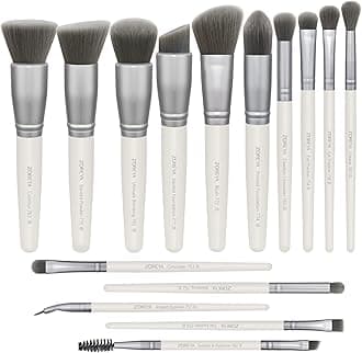 ZOREYA Makeup Brushes - 15 Pcs Premium Bamboo Charcoal Infused Bristles, Foundation Concealers Eye Shadows Make Up Brush, Eyeliner Brushes (White)