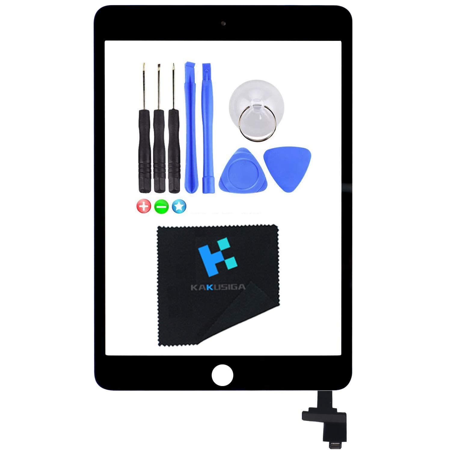 KakusigaCompatible with iPad Mini 3 (3rd Generation) Display Touch Screen Digitizer Glass OEM Assembly, IC Chip, Adhesive Tape, and Repair Toolkit Without Home Button,not an LCD(Black)