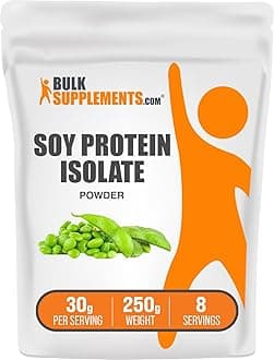 BulkSupplements.com Soy Protein Isolate Powder - Vegan Protein Powder, Unflavored - Pure & Gluten Free, 30g per Serving, 250g (8.8 oz) (Pack of 1)