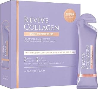 Revive Collagen Peri Menopause 5,000mg Hydrolysed Marine Collagen Drink with Vitamins B6, C, D, E, K, Zinc & Folic Acid for Skin, Hair & Nails Support | Passion Fruit | 14 x Sachets