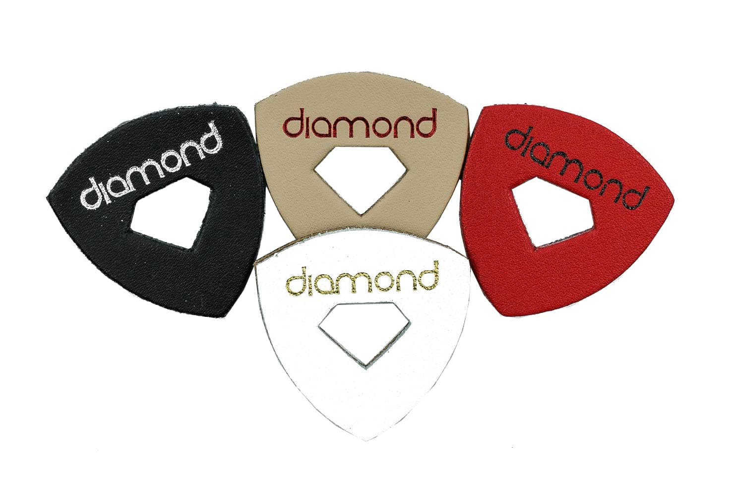 Leather Ukulele Picks with Diamond-Shaped Cutout Hole for Enhanced Grip Never Drop your Pick while Playing also works as a Guitar Pick or Bass Pick Leather 4-Pack