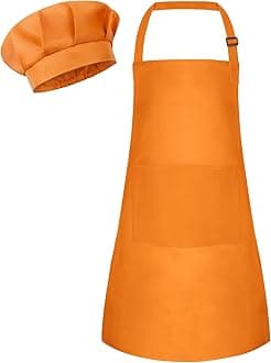 Kids Apron and Chef Hat Set Children Apron Adjustable with 2 Pockets Children Chef Painting for Cooking Baking