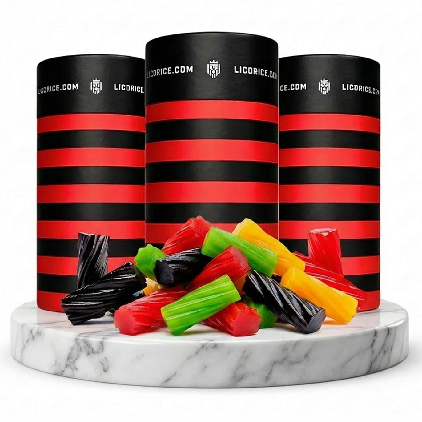 Licorice.com | Candy Gift Box | Soft & Chewy Australian Red, Black & Fruity Licorice | Yummy Strawberry, Green Apple & Raspberry | Great Gift Idea for Father's Day, Holidays and Birthdays | Pack of 3