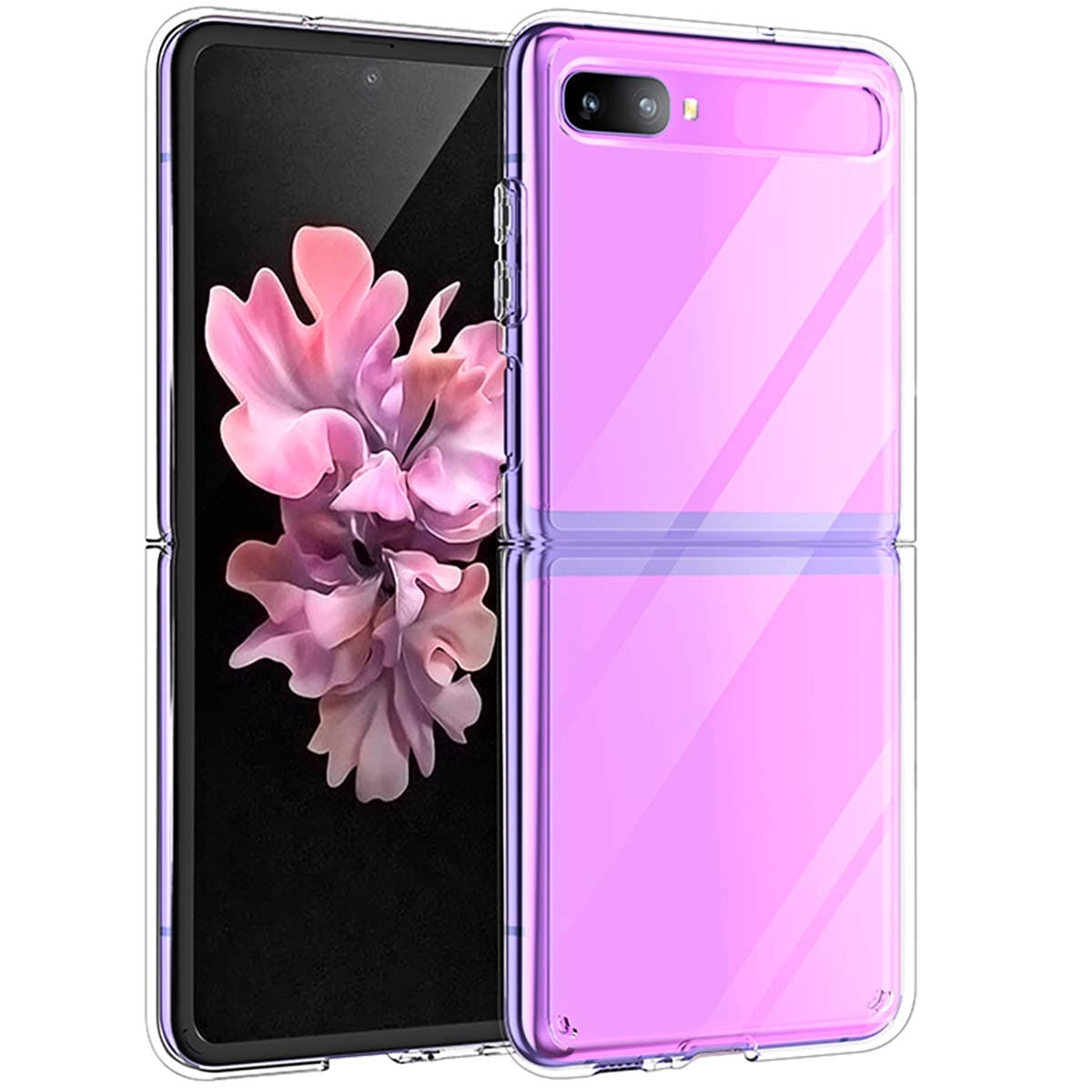 for Samsung Galaxy Z Flip Clear Case, [Slim Thin] Crystal Hard PC and Soft TPU Bumper Shockproof Anti-Scratch Transparent Case for Samsung Galaxy Z Flip-Clear