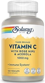 - Vitamin C 1000mg - Time Release Vitamin C Capsules w/Rose HIPS and Acerola for Bioflavonoid Support - Two-Stage, All-Day Immune Support - Vegan, 60 Day Guarantee