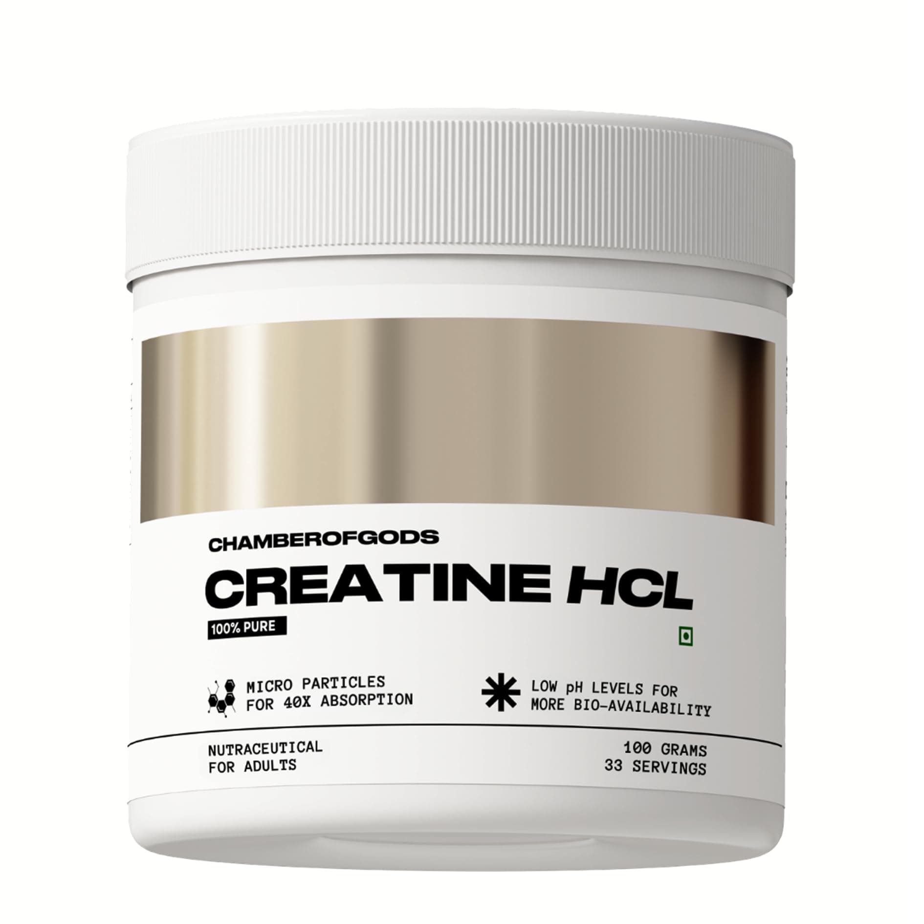 Chamberofgods Creatine HCL | 100% Pure Unflavoured | 33 Servings