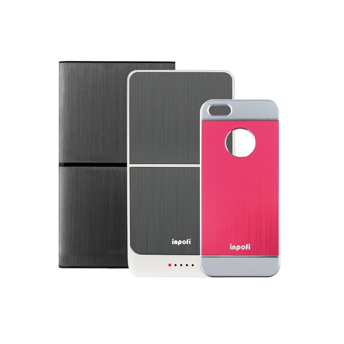 iNPOFi Wireless Charging System with Dual Mobile Charger, Pack B for iPhone 5/5s - Retail Packaging - Charcoal/Red