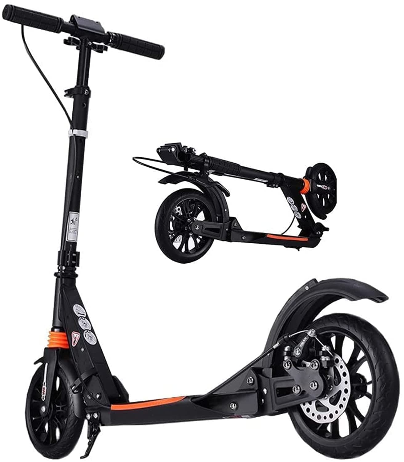 Scooters For Adults - With Double Shock Absorption System, Disc Brakes, 3 Height Adjustable, Support 100kg Weight, Suitable For Teenagers And Children Over 8 Years Old.black color