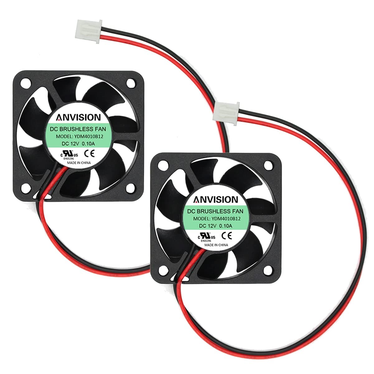 ANVISION 2-Pack 40mm x 10mm DC 12V Brushless Cooling Fan, Dual Ball Bearing, YDM4010B12