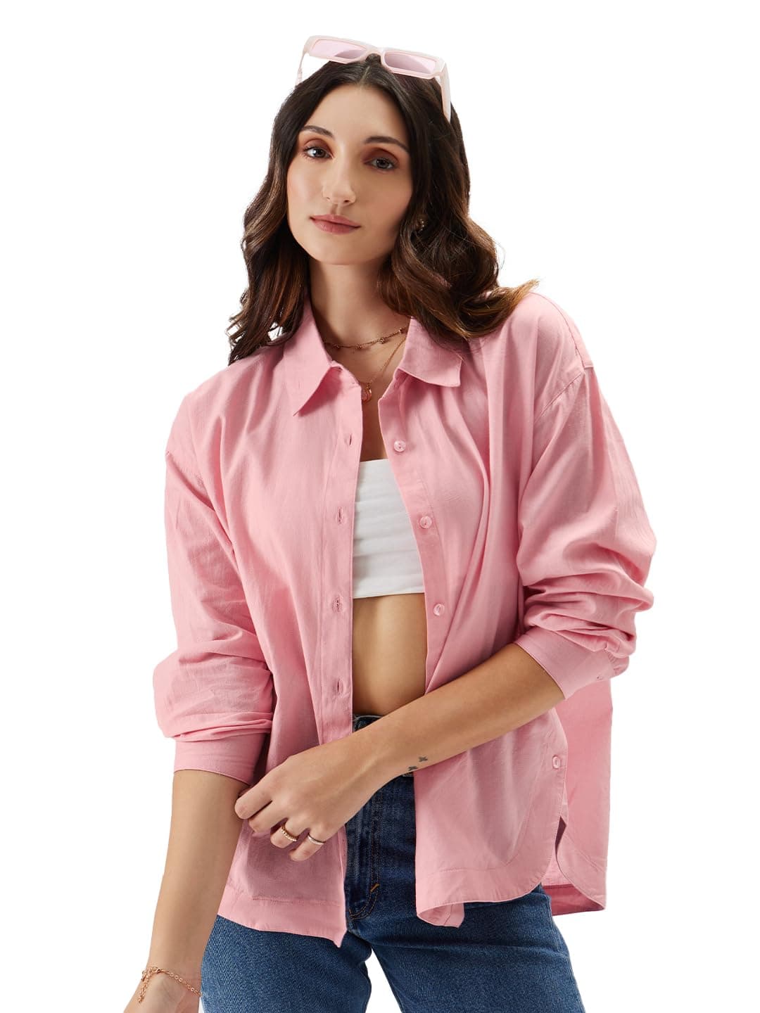 The Souled StoreWomen's Solid Loose Fit Shirt