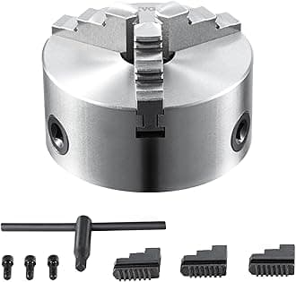 VEVOR 3-Jaw Lathe Chuck, 4'', Self-Centering Lathe Chuck, 0.08-4 in/2-100 mm Clamping Range with T-key Fixing Screws Reversible Jaws, for Lathe 3D Printer Machining Center Milling Drilling Machine