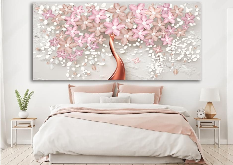 BP DESIGN SOLUTION Pink Silver Tree Canvas Big Painting for Living Room | Bedroom | Drawing Room & Office Walls (Canvas Print, Painting, wallpainting, 48x24 inch) unframed canvas painting