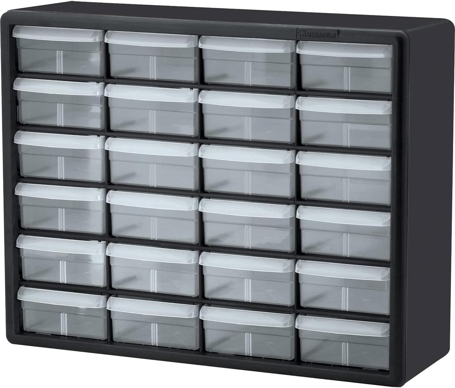 Akro-Mils 10124 24-Drawer Plastic Drawer Storage Cabinet for Garage Organization, Lego Storage, Teacher Toolbox, Makeup Organizer, and More, 50.8 cm W x 15.24 cm D x 40.64 cm H, Black