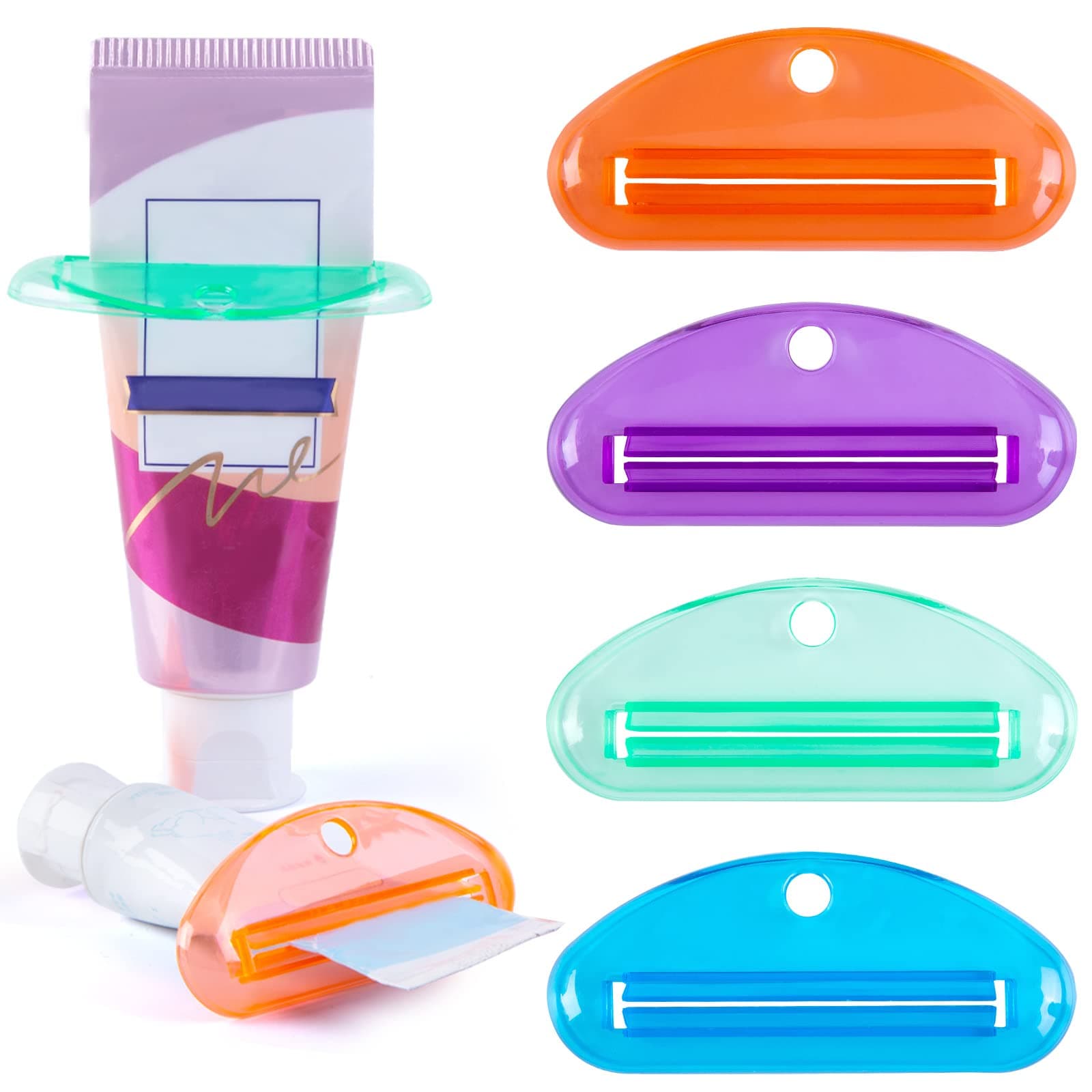 LOVEINUSA Toothpaste Tube Squeezer, 4PCS Toothpaste Squeezer Roller Tool for Bathroom, Home Use, Assorted Colors