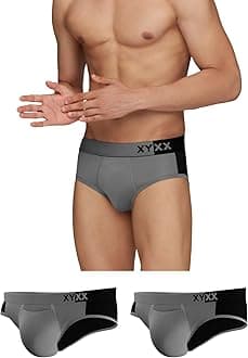 XYXX Men's Underwear Dualist IntelliSoft Antimicrobial Micro Modal Brief Pack of 3 (Steel Grey & Black;Steel Grey & Black;Steel Grey & Black; M)
