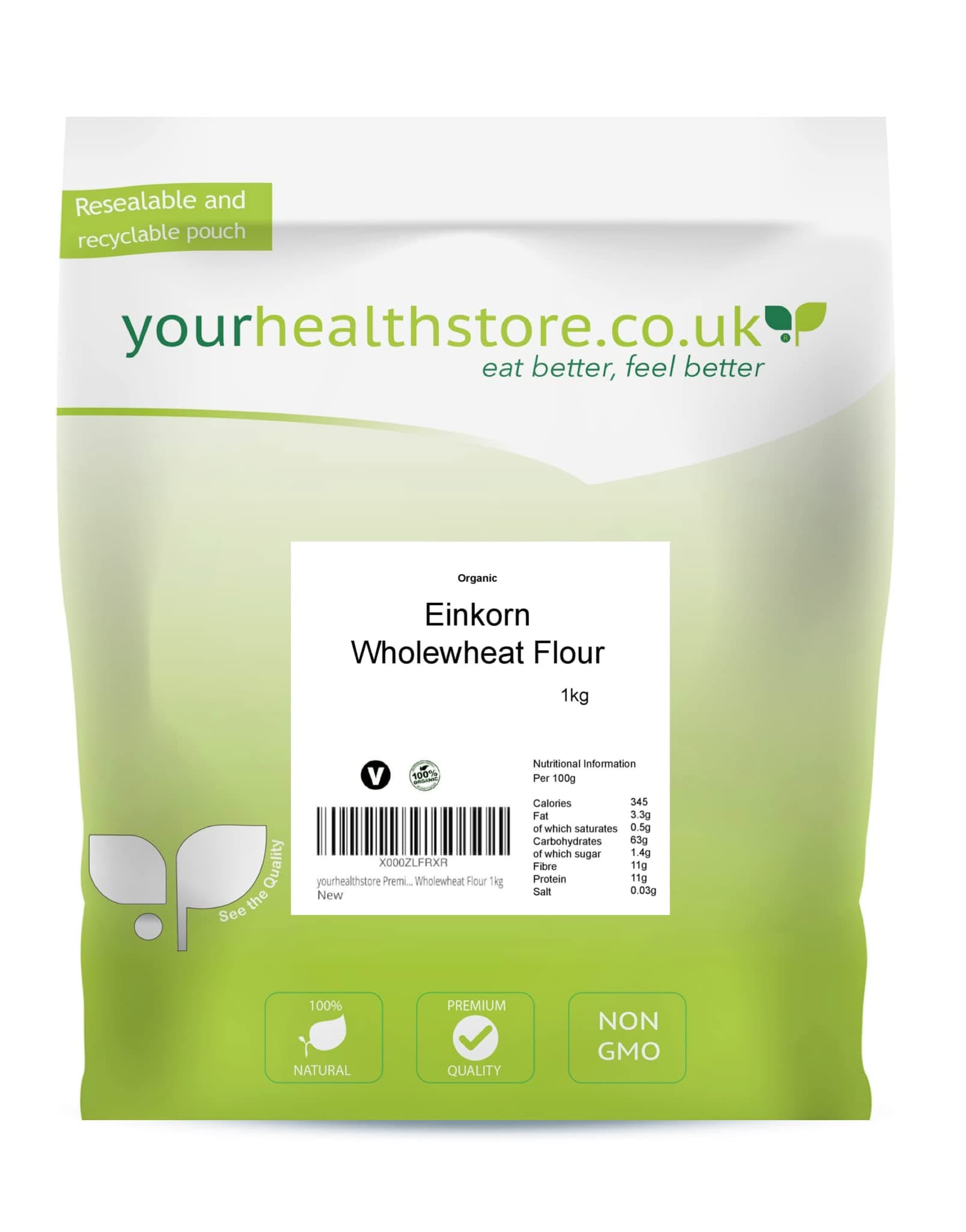 yourhealthstore Premium Einkorn Wholewheat Flour 1kg