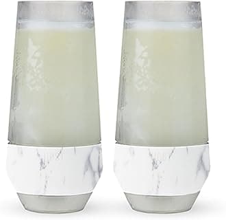 Host Champagne Freeze Stemless Chilling Wine Glasses, 9oz Set of 2, Freezer Cooling Cups, Insulated Flute Gifts for Women, For Mimosas, Prosecco and Bubbly, Marble